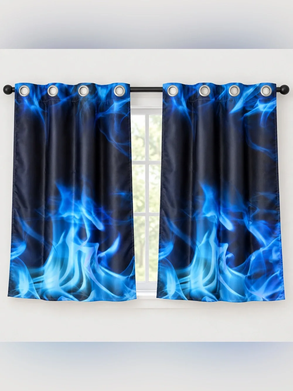 Blue Flame Blackout Grommet Curtain Panels 38x45 Set of 2